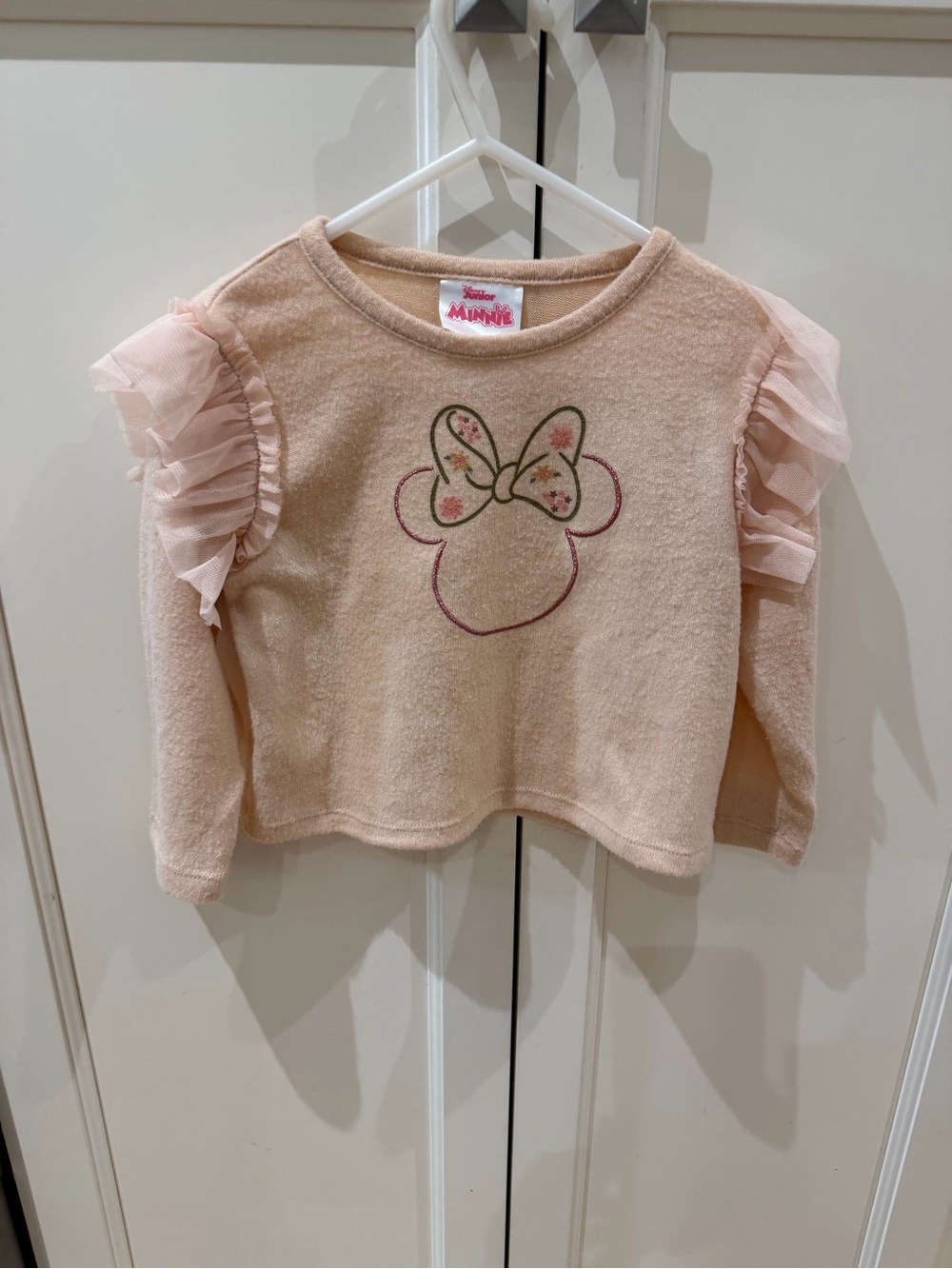 Disney Minnie Mouse 2t Girls' Pink Ruffle-Sleeve Pullover Top